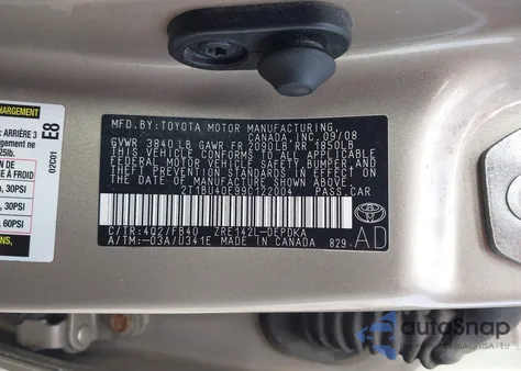 2009 Toyota Corolla Le from USA, damaged, VIN 2T1BU40E99C122004